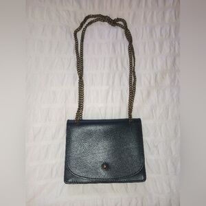 Madewell Black Leather Crossbody Bag with Gold Chain